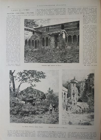 Chiostro dell'Abbazia di Piona, La Pietra Pendula presso Torno, Orrido di Bellano, 1884