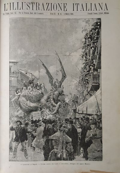 Il Carnevale a Napoli, disegno di E. Matania, 1884