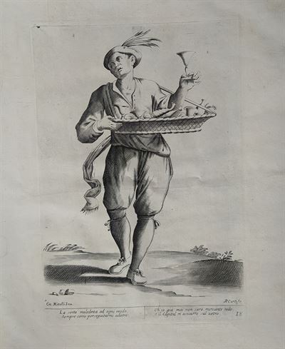 Mitelli Giuseppe Maria, Arti e Mestieri per la via, Venditore di stoviglie di vetro, 1660