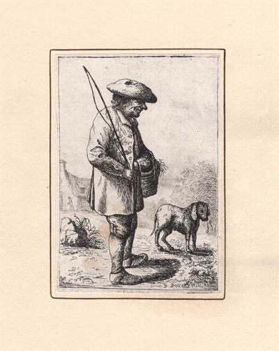 David Deuchar (1743-1808), Il Pescatore con cane da A. Ostade