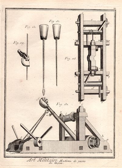 Diderot e D’Alembert, 1771, Arte militare, artiglieria, antiche macchine da guerra   cannone 