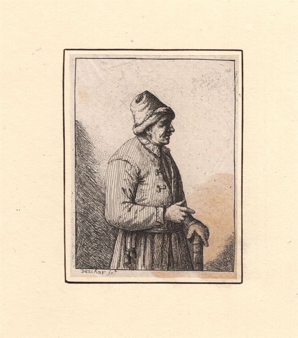 David Deuchar (1743-1808), Uomo con bastone da A. Ostade