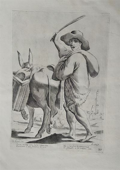 Mitelli Giuseppe Maria, Arti e Mestieri per la via, Venditore di vasi con asino, 1660