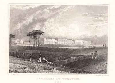 Kent, Inghilterra, Barracks at Woolwich, 1850