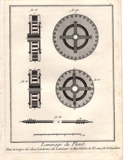 Diderot e D'Alembert, 1778, lavorazione del piombo, laminatoio, fonderia, n.9 *76978