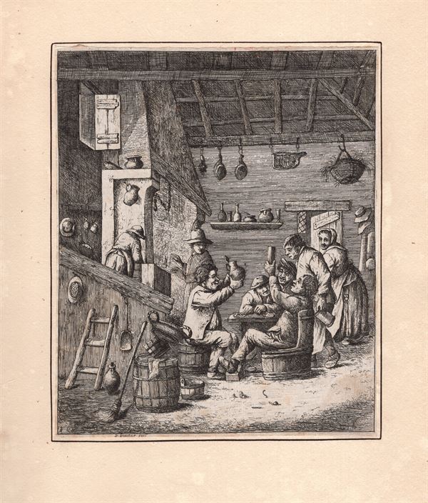 David Deuchar (1743-1808), Contadini che bevono in una locanda, da A.Ostade