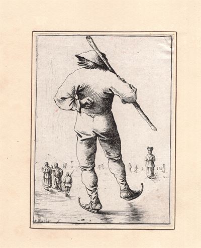 David Deuchar (1743-1808), Olandese che pattina su fiume ghiacciato da A. Ostade *51146