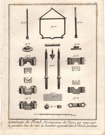 Diderot e D'Alembert, 1778, lavorazione del piombo, laminatoio, fonderia, n.8 *77137