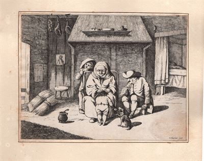 David Deuchar (1743-1808), Donna che toglie pidocchi ad un bambino da A. Ostade