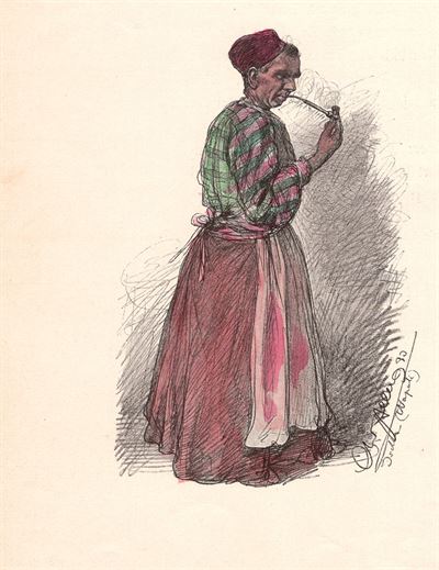 Wilhelm Allers, Vecchia che fuma, 1890