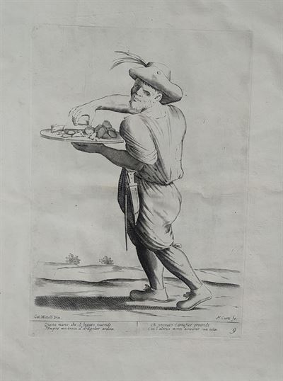 Mitelli Giuseppe Maria, Arti e Mestieri per la via, Venditore di frattaglie di fegato, 1660