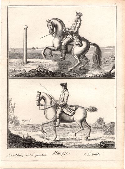 Diderot e D'Alembert, 1778, Equitazione, il passo ed il trotto, cavallo *75083 *79316