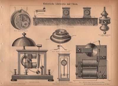 Antichi strumenti elettrici, altoparlanti e orologi, lautwerke und uhren